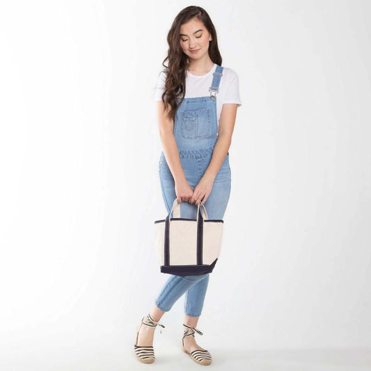 Custom Small Tote Bag (Natural/Navy)