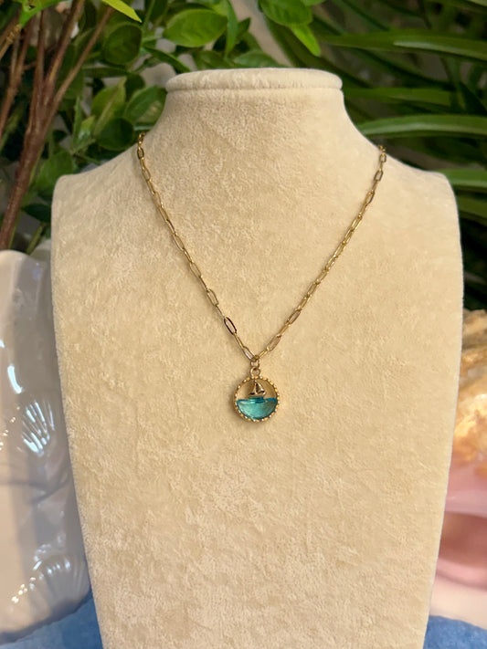 Sailboat on Water Necklace