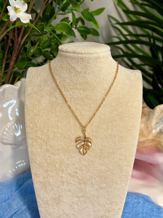 Palm Leaf Pendant Necklace