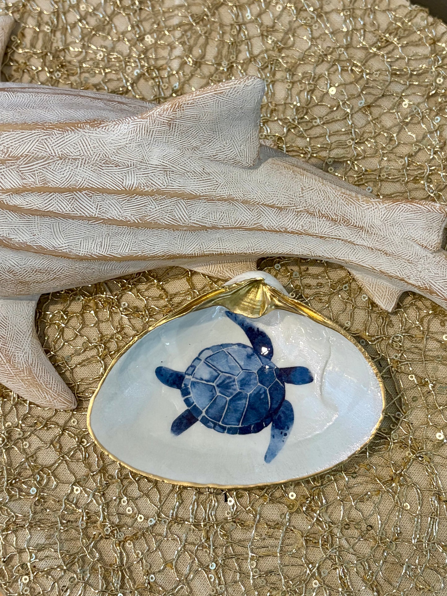 Sea Turtle Clam Shell Trinket Dish
