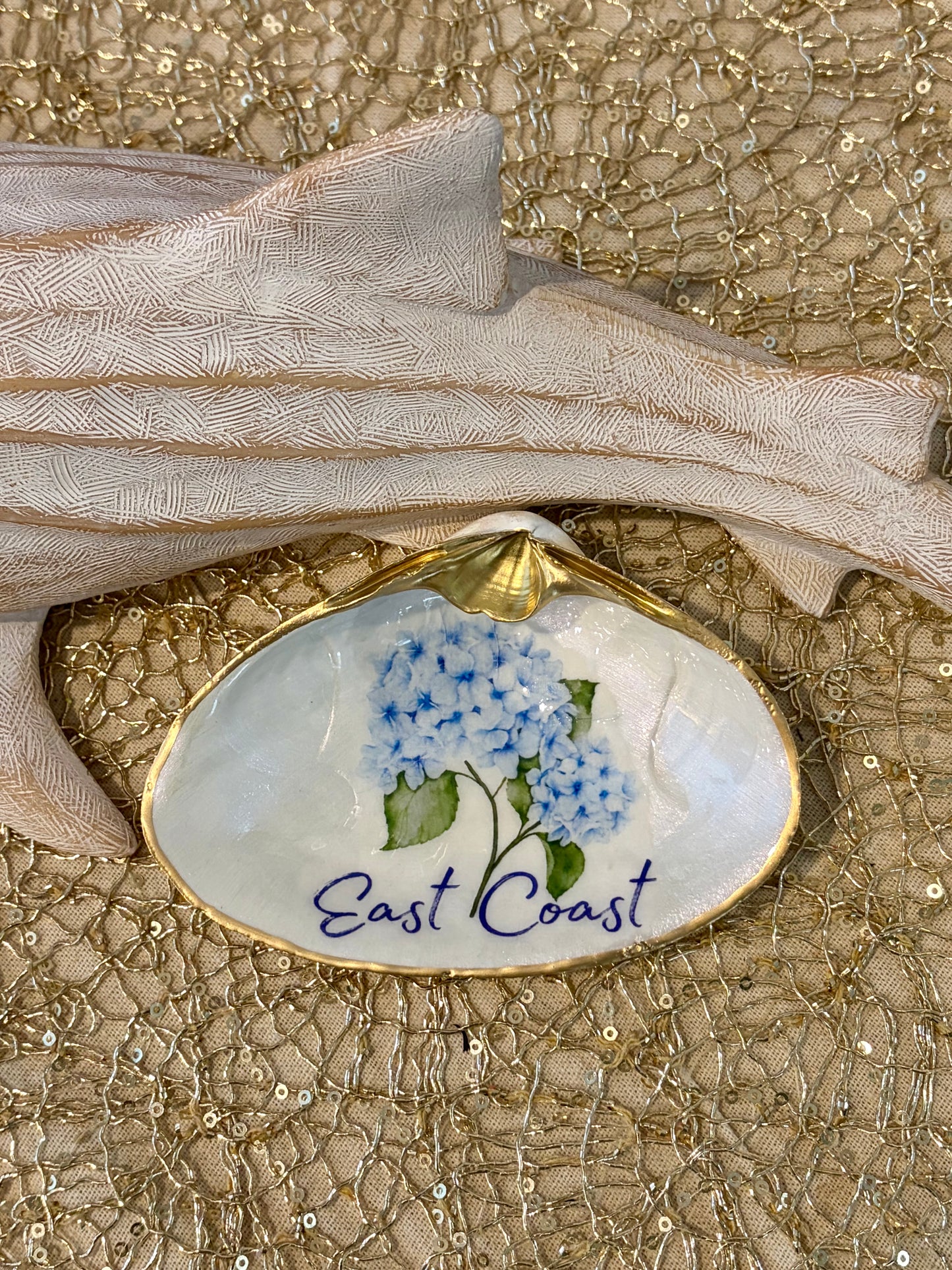 East Coast Hydrangea Clam Shell Trinket Dish