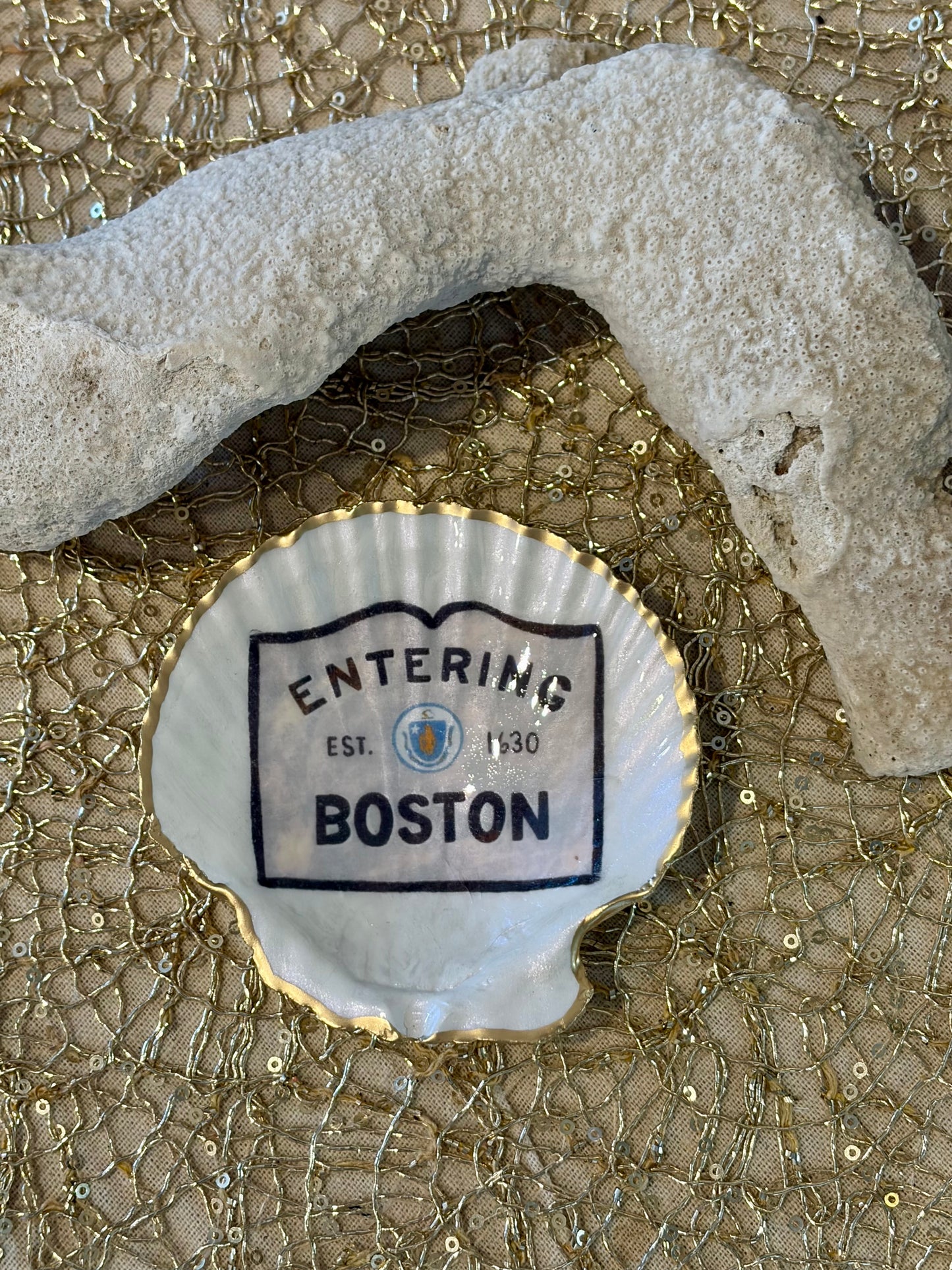 Entering Boston Scallop Shell Trinket Dish