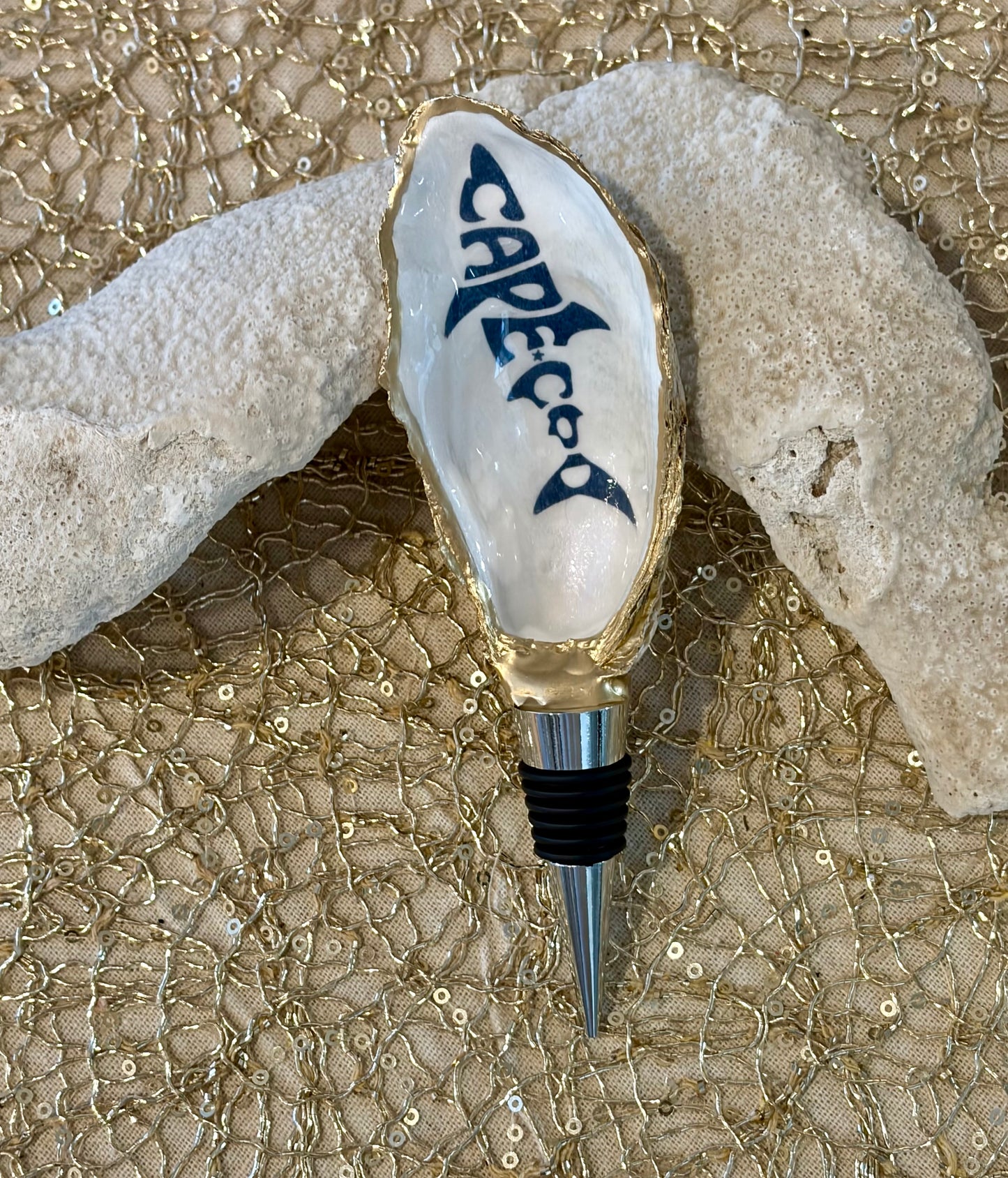 Cape Cod Shark Oyster Shell Wine Stopper