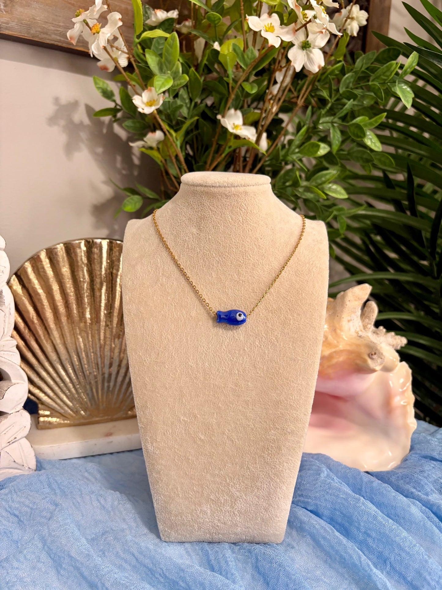 Blue Fish Pendant Necklace