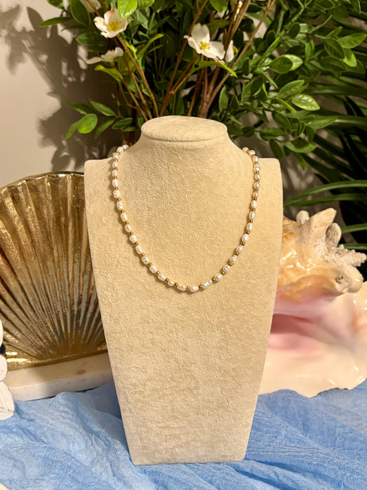 Freshwater Pearl & Gold Necklace