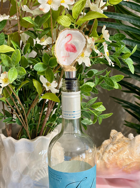 Flamingo Oyster Shell Wine Stopper
