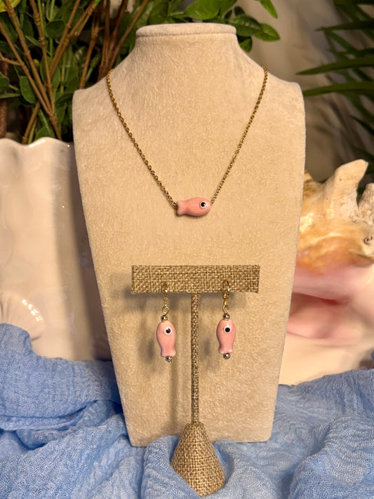 Pink Fish Pendant Necklace