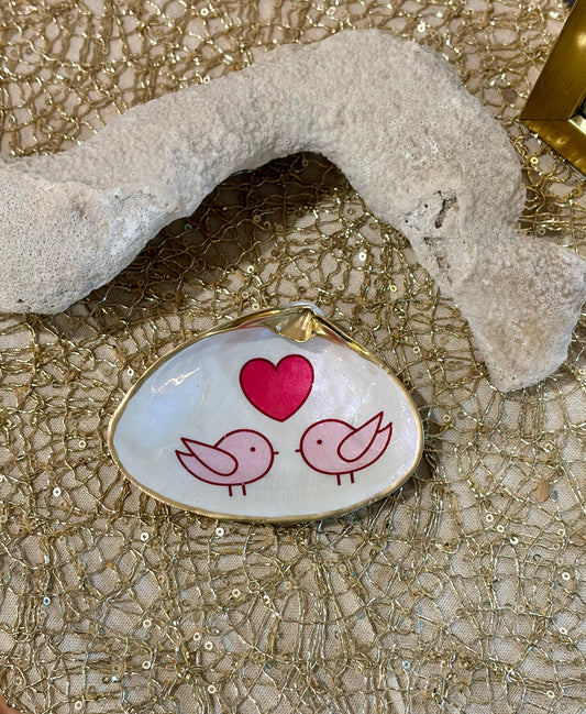 Love Birds Clam Shell Trinket Dish