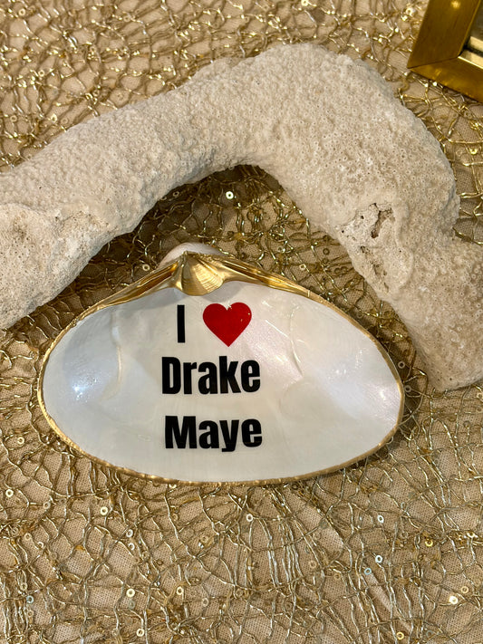 I Love Drake Maye Clam Shell Trinket Dish