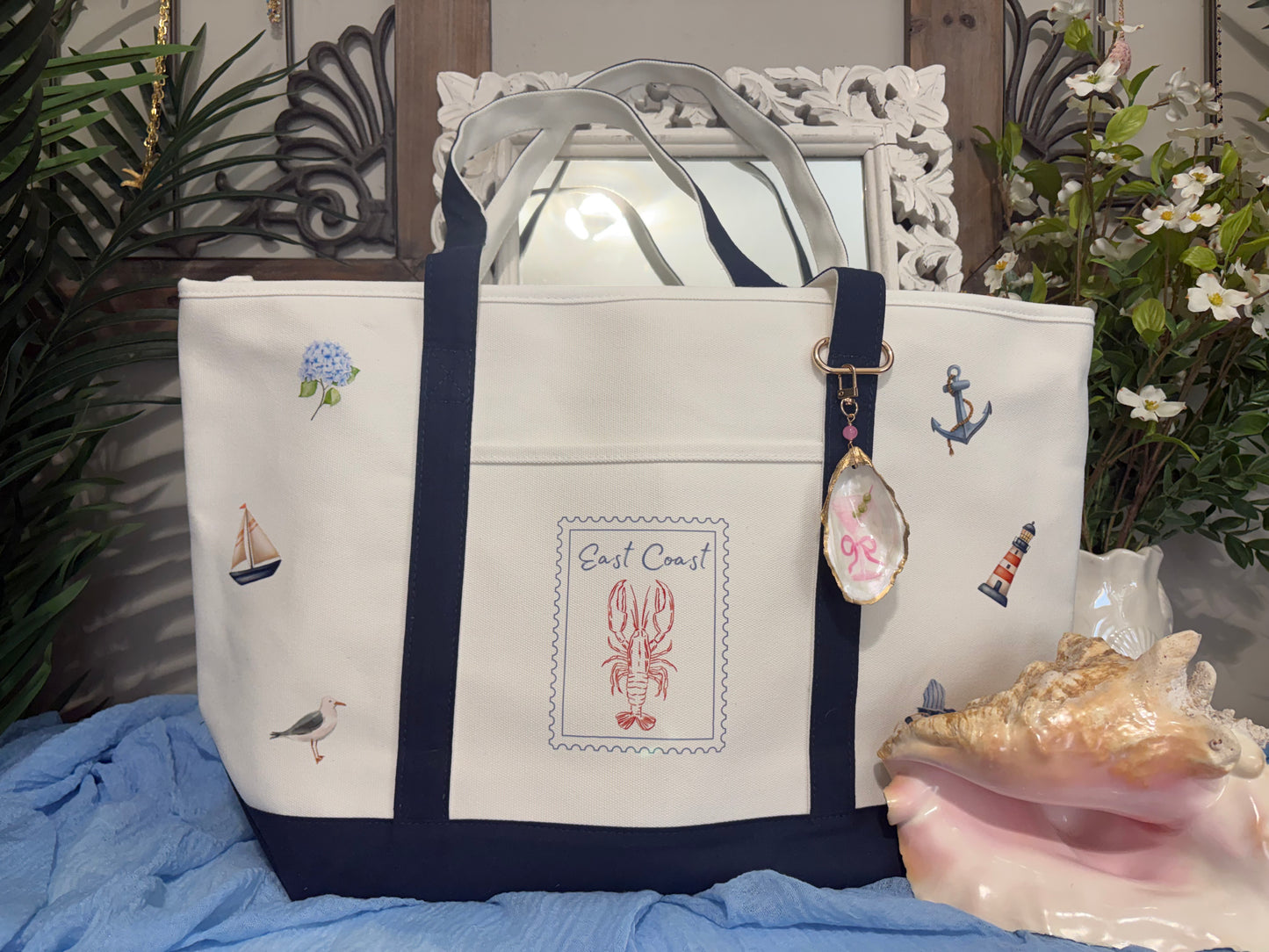 Pink Martini Oyster Shell Bag Charm/Keychain