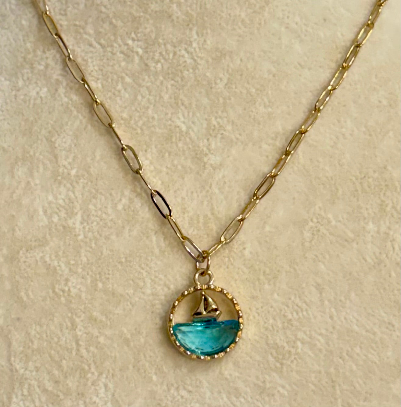 Sailboat on Water Necklace