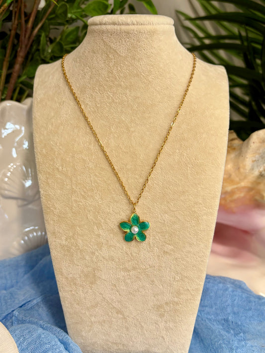Tropical Flower Pendant Necklace