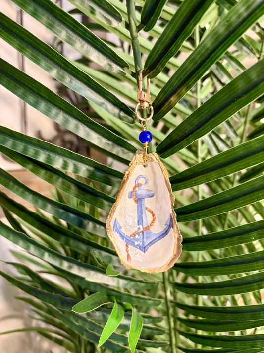Anchor Oyster Shell Bag Charm/Keychain
