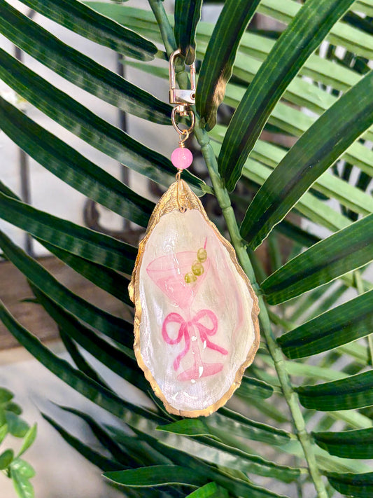 Pink Martini Oyster Shell Bag Charm/Keychain