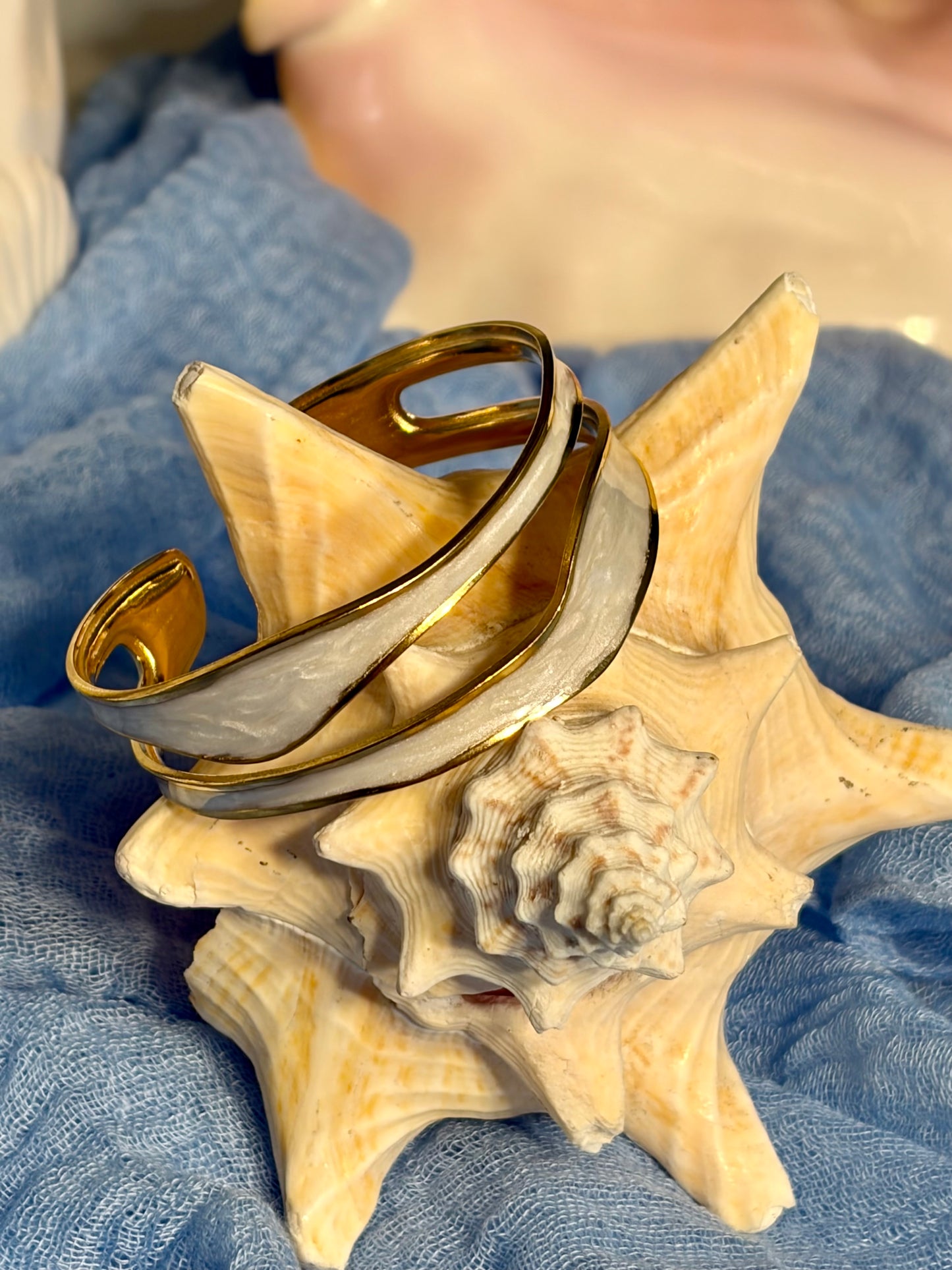 White Waves Cuff Bracelet