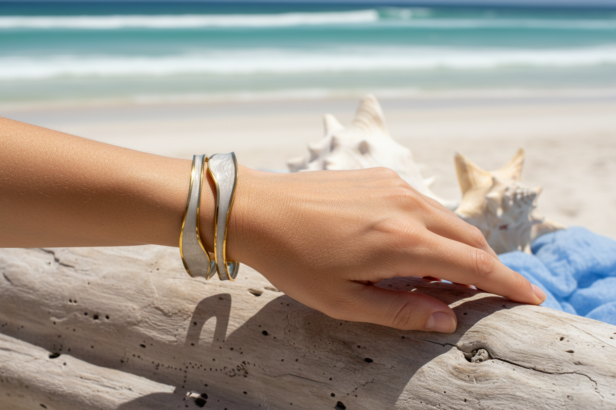 White Waves Cuff Bracelet