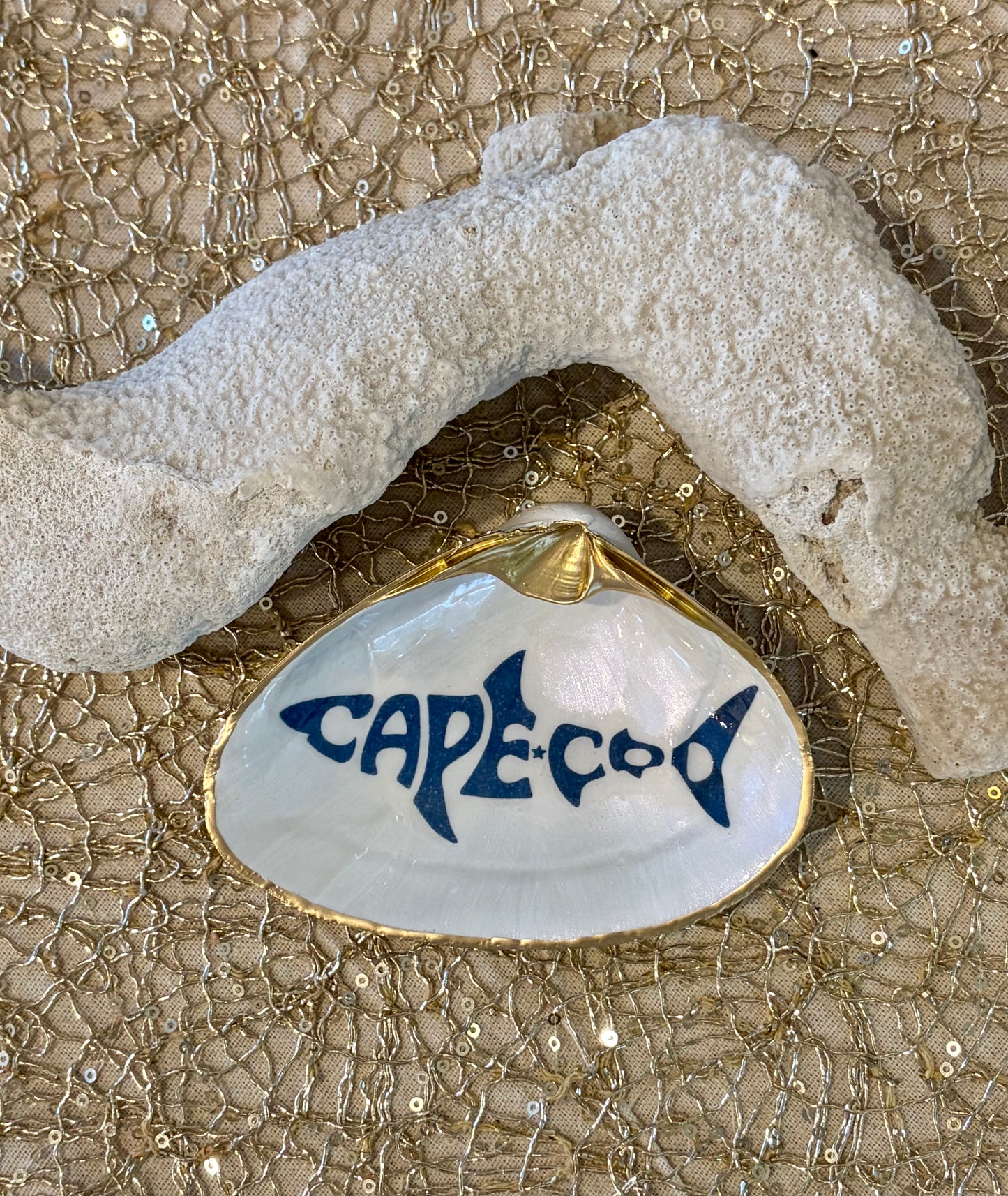 Cape Cod Shark Clam Shell Trinket Dish