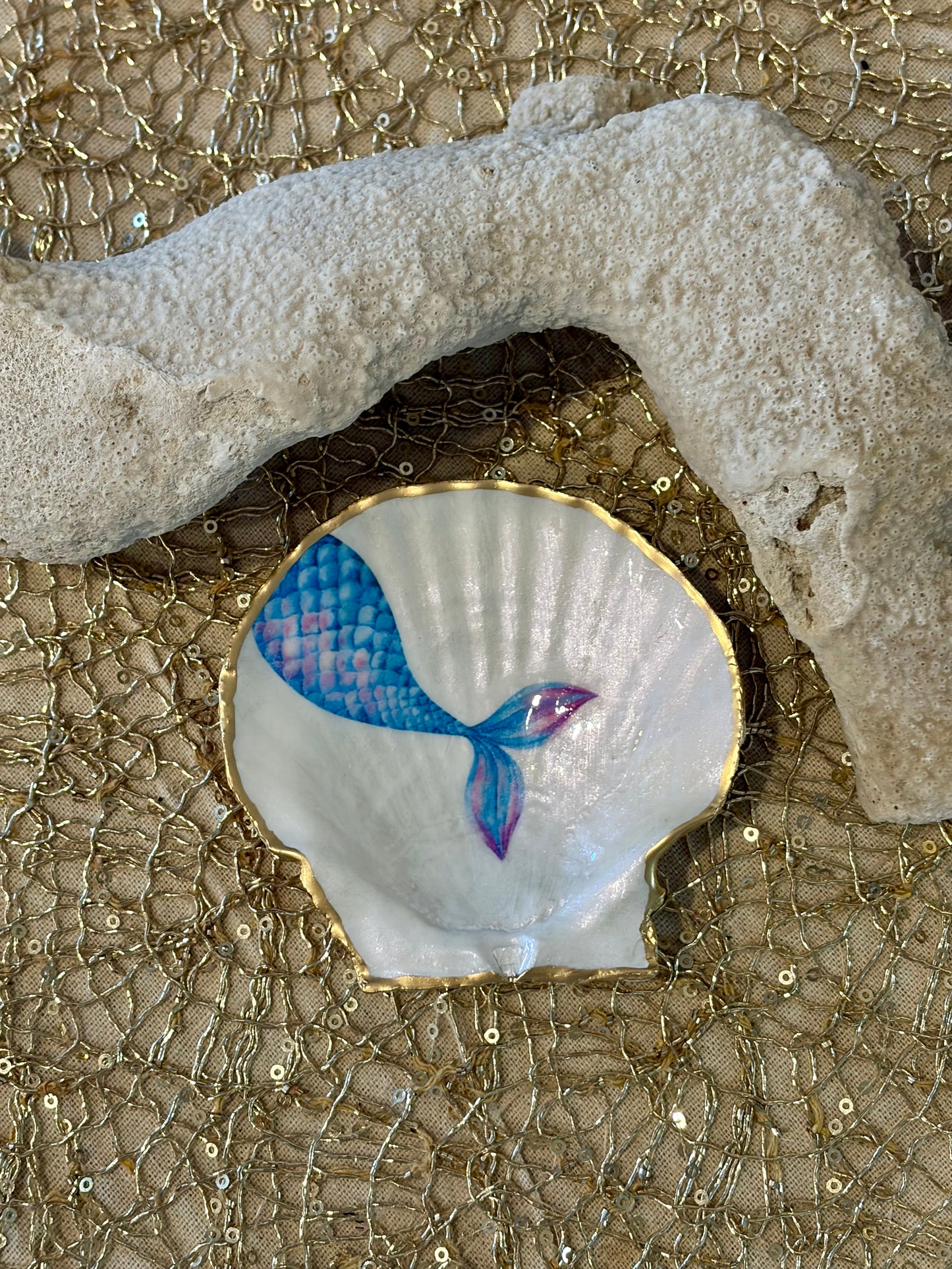 Mermaid Scallop Shell Trinket Dish