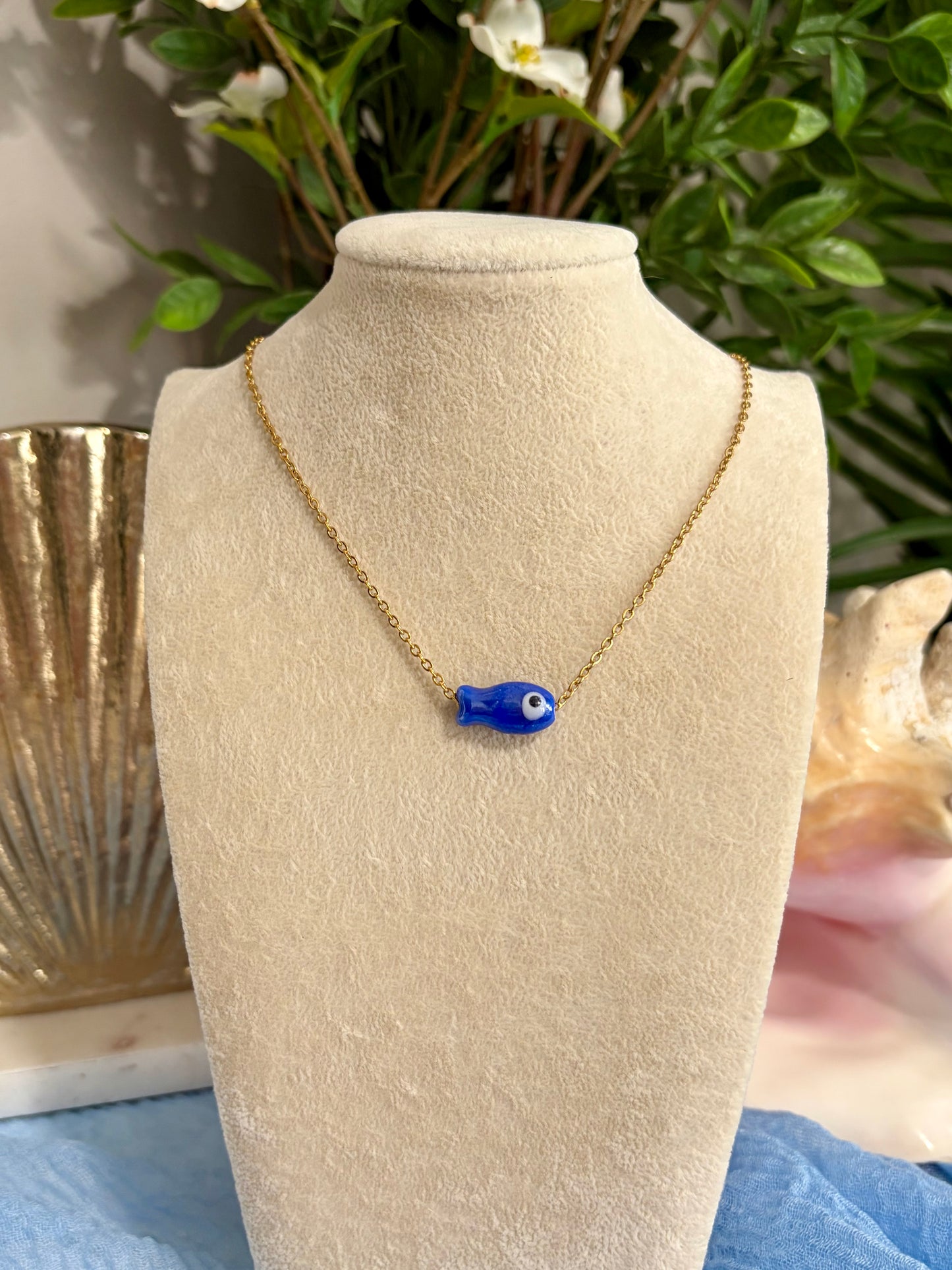 Blue Fish Pendant Necklace