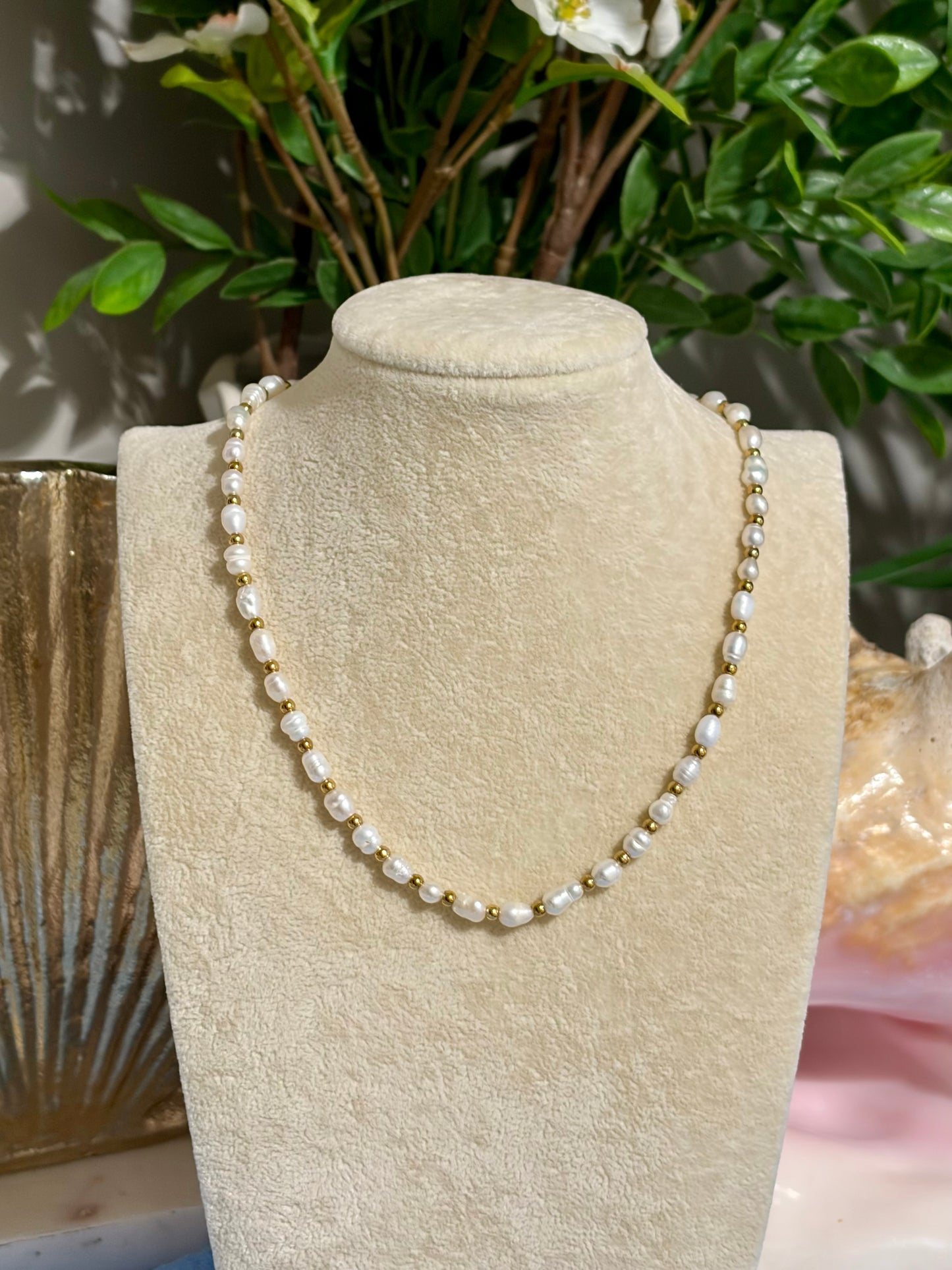 Freshwater Pearl & Gold Necklace