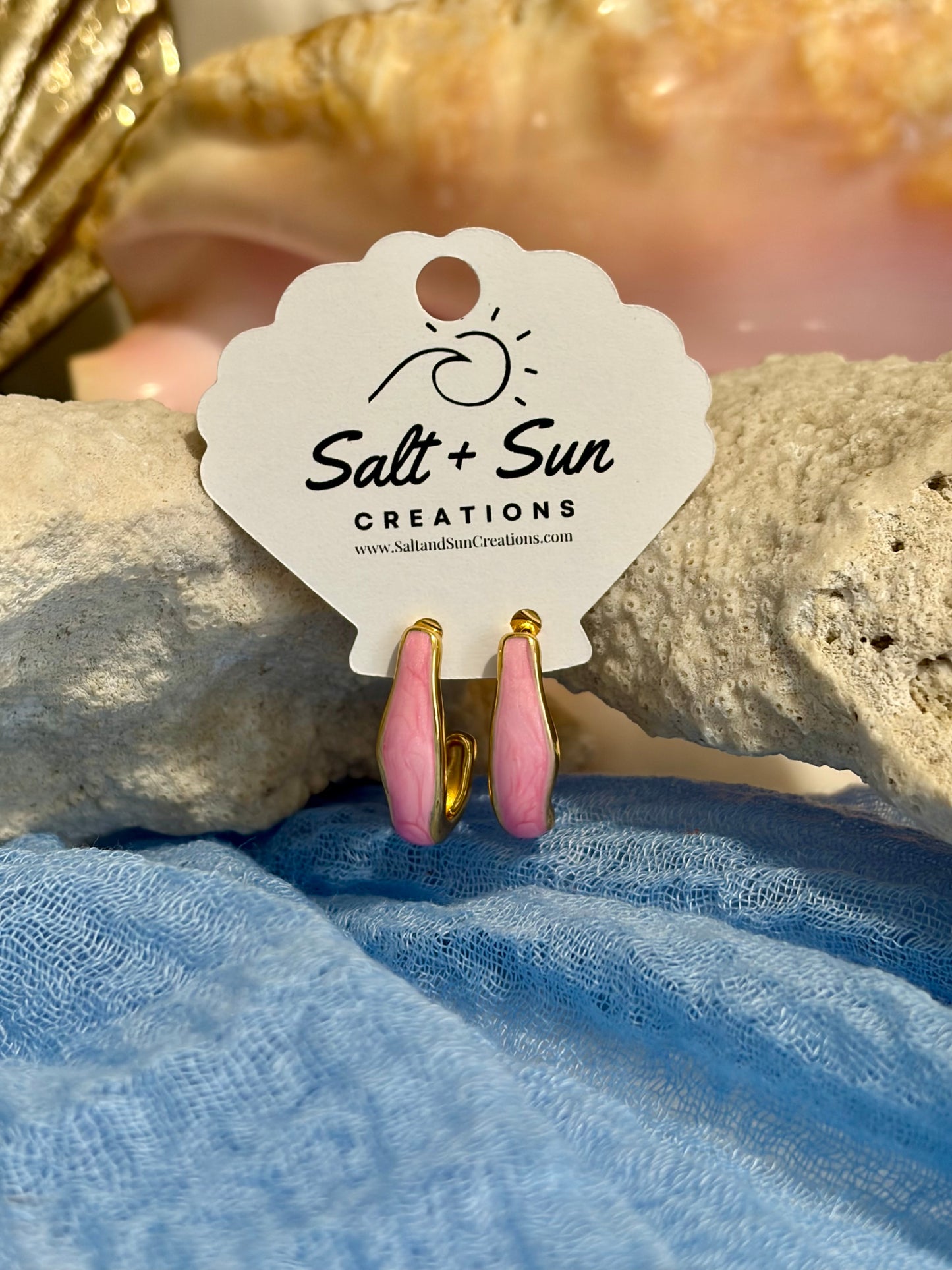 Pink Enamel Earrings