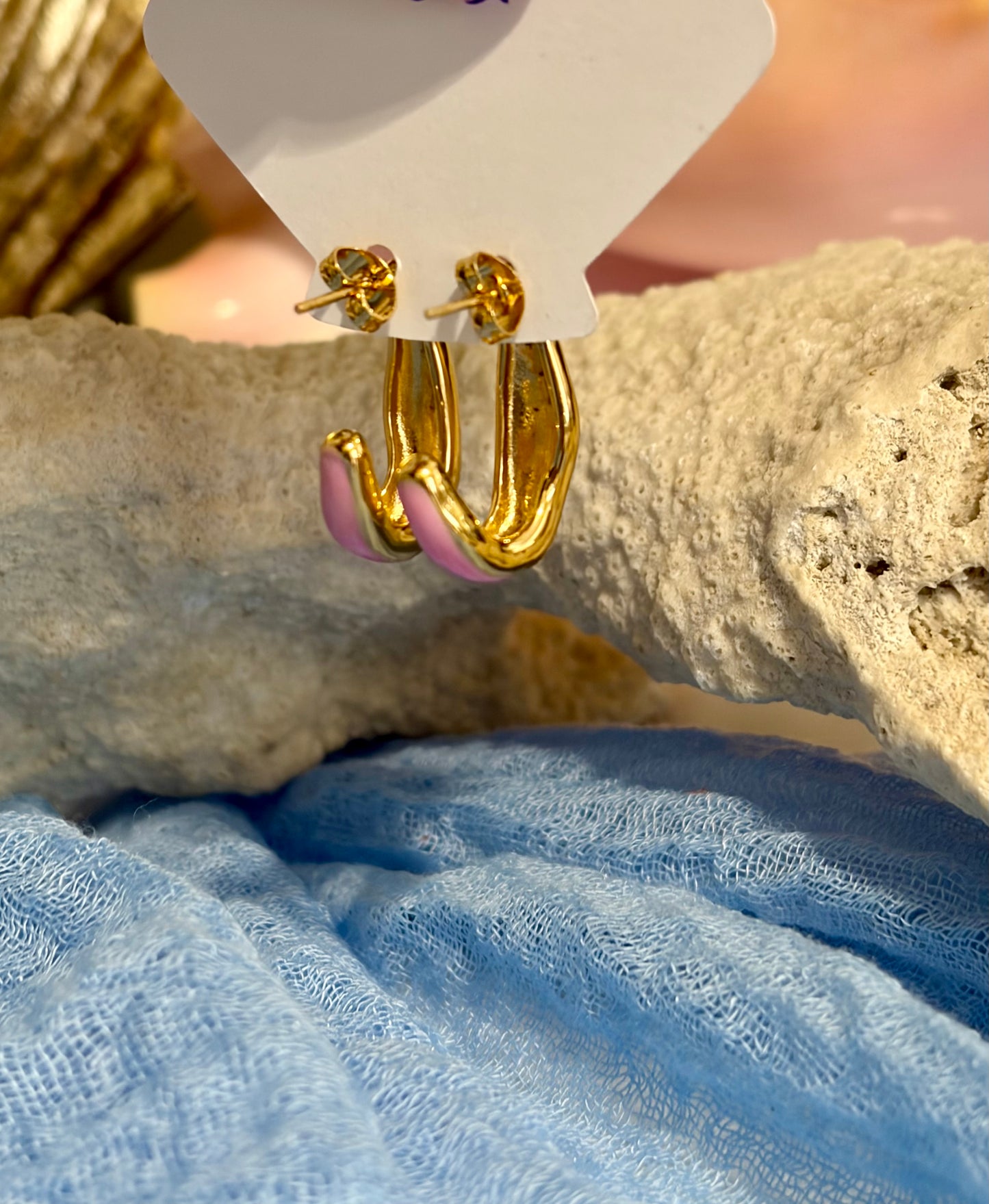 Pink Enamel Earrings