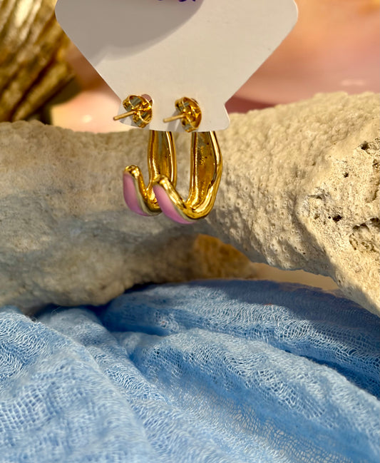 Pink Enamel Earrings