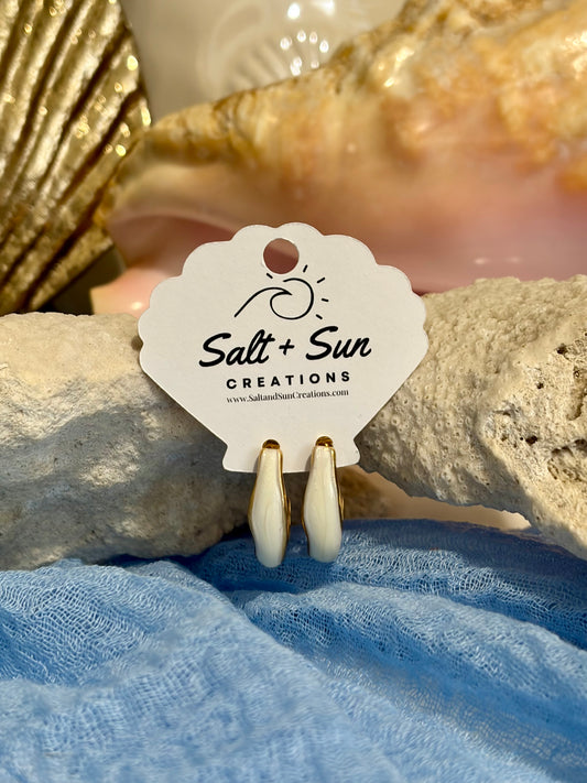 White Enamel Earrings