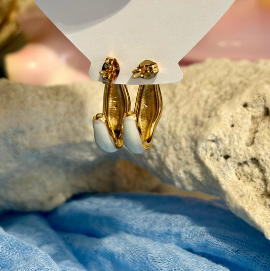 White Enamel Earrings