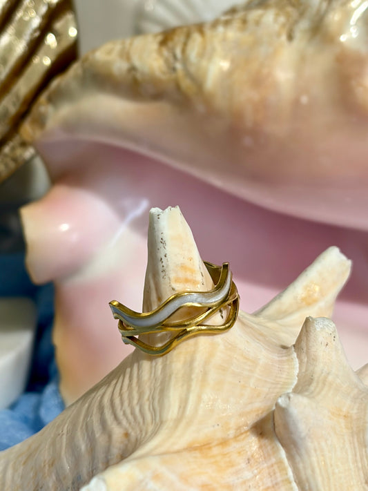 White Ocean Wave Ring