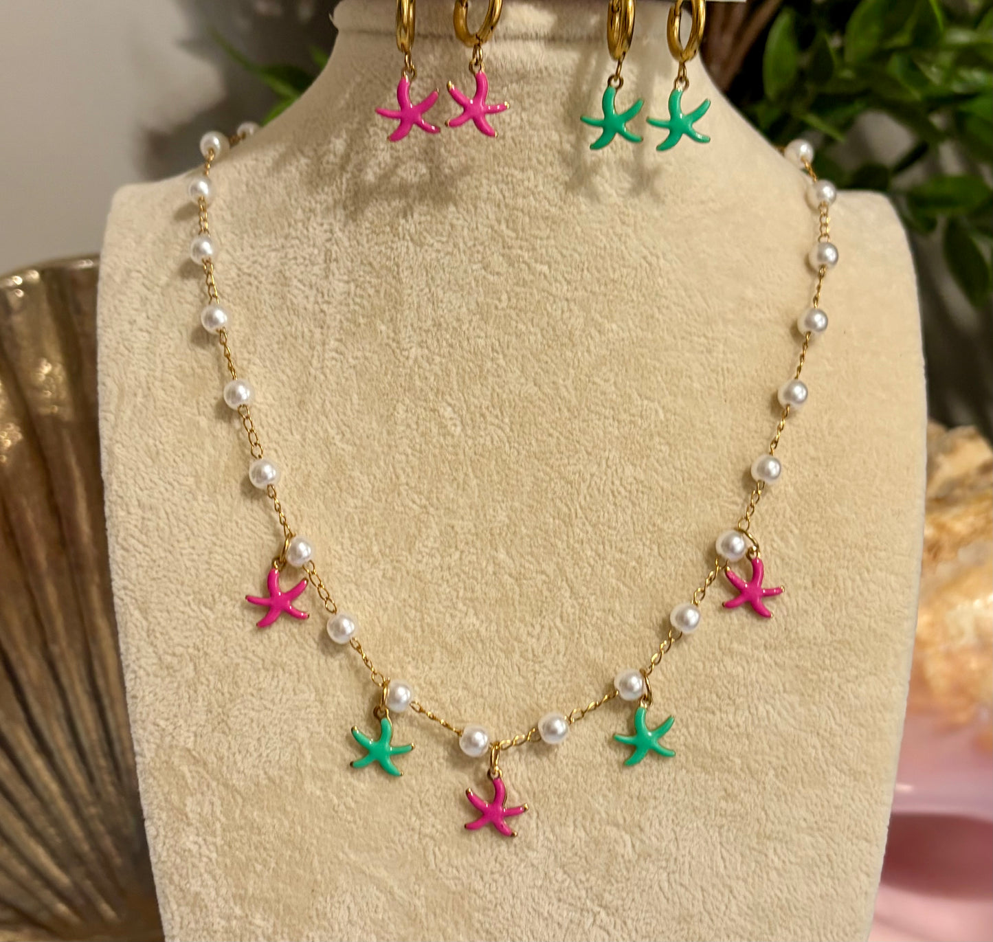Starfish & Pearl Chain Necklace