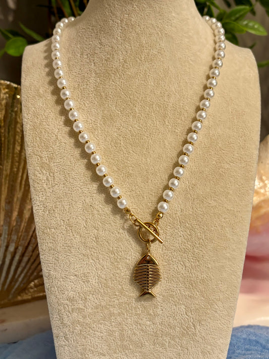 Pearl & Fish Toggle Necklace
