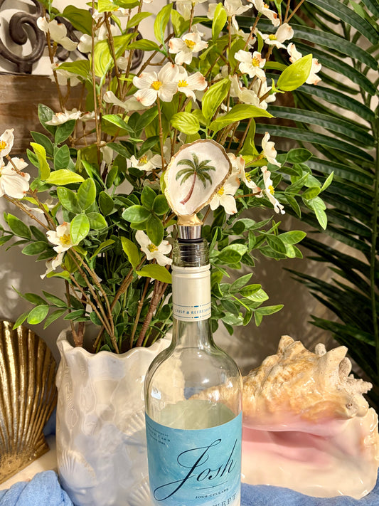Palm Tree Oyster Shell Wine Stopper
