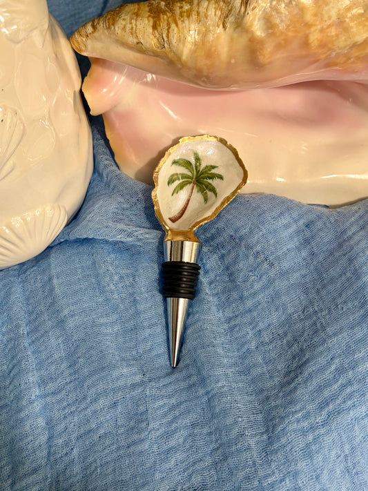 Palm Tree Oyster Shell Wine Stopper