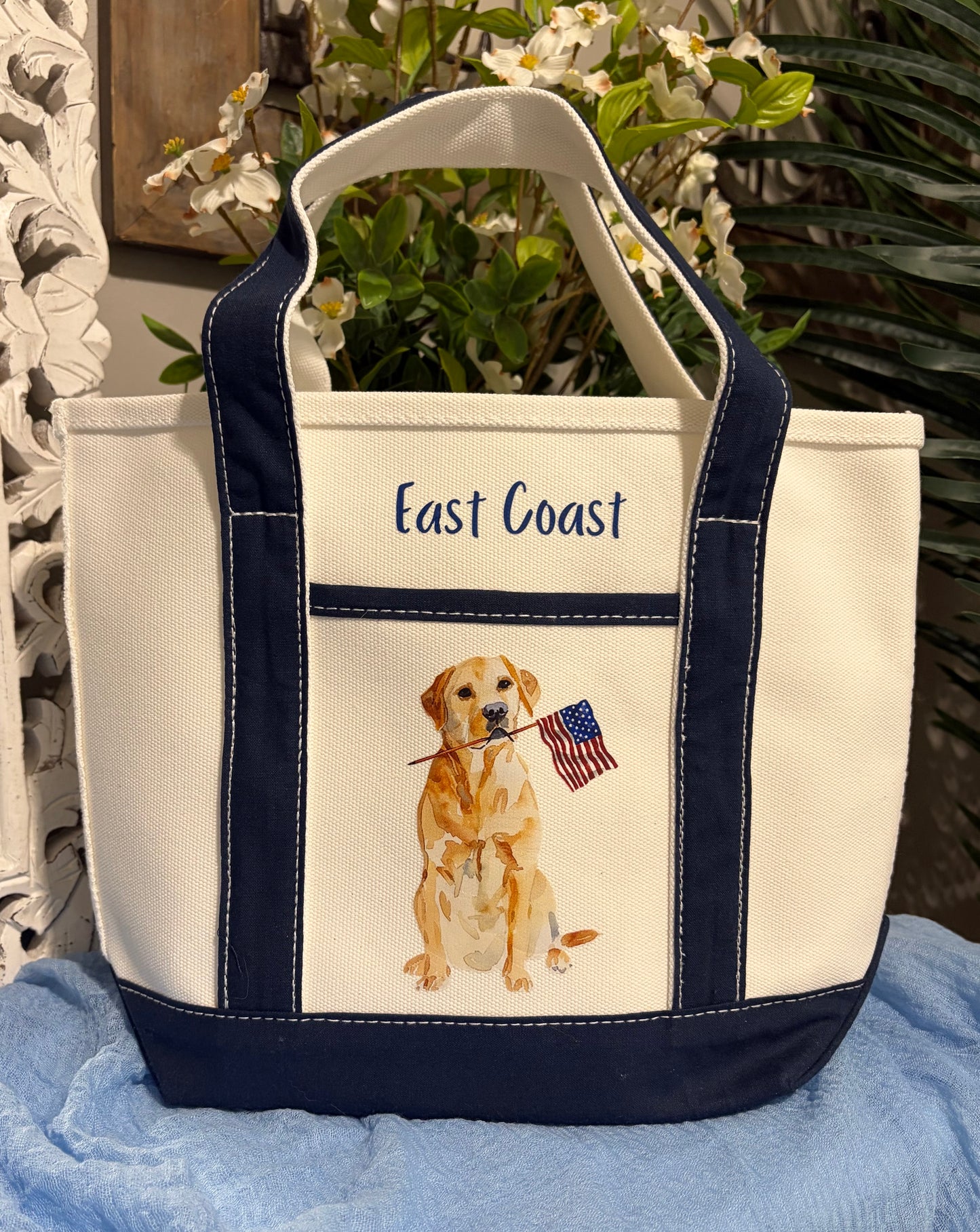 Patriotic East Coast Dog Tote Bag