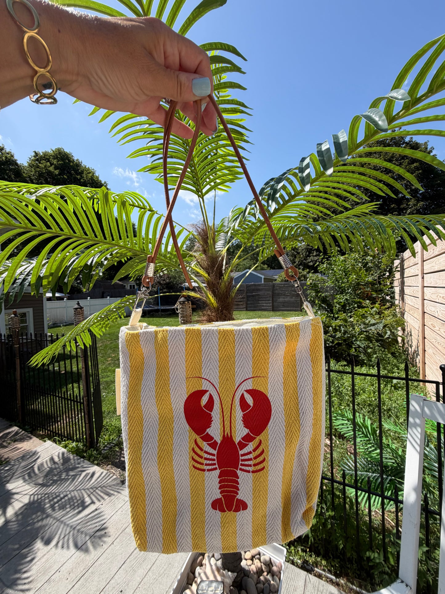 Yellow Stripe Lobster Tote