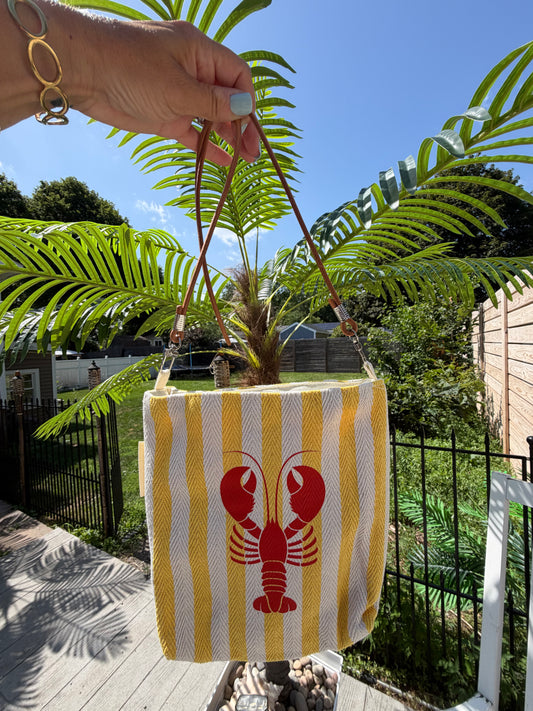 Yellow Stripe Lobster Tote