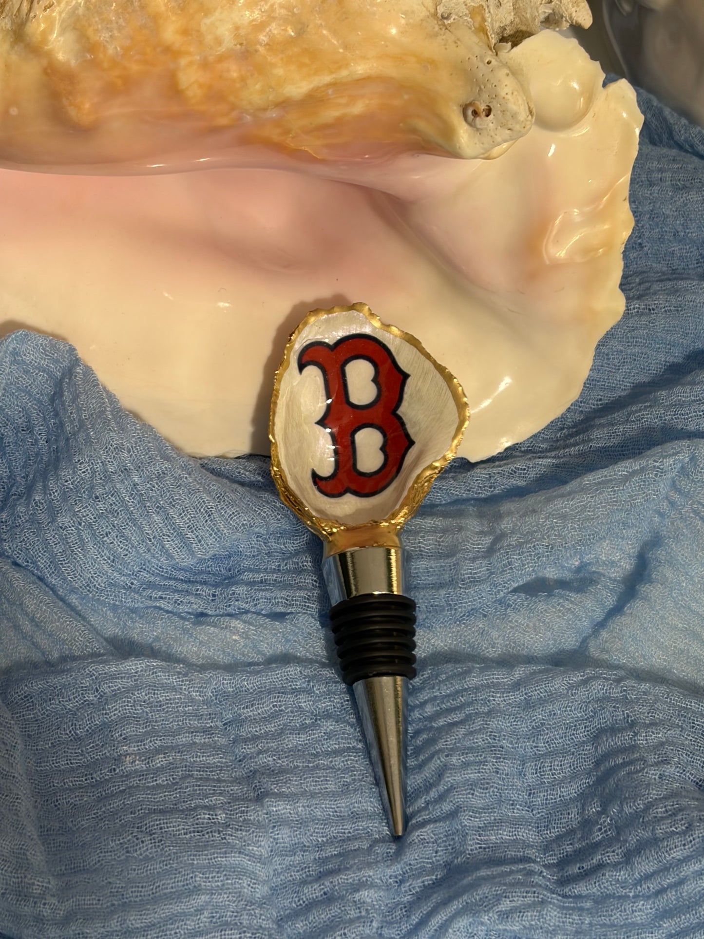 Boston Red Sox Oyster Shell Wine Stopper
