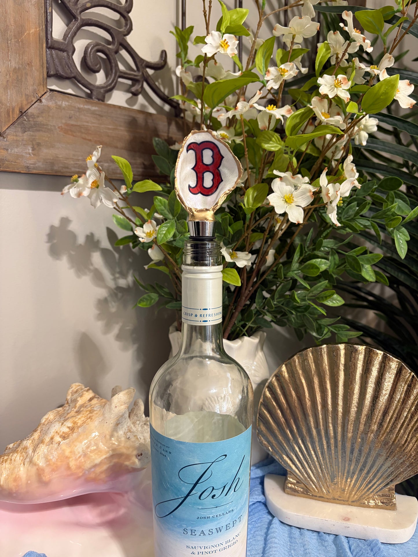 Boston Red Sox Oyster Shell Wine Stopper
