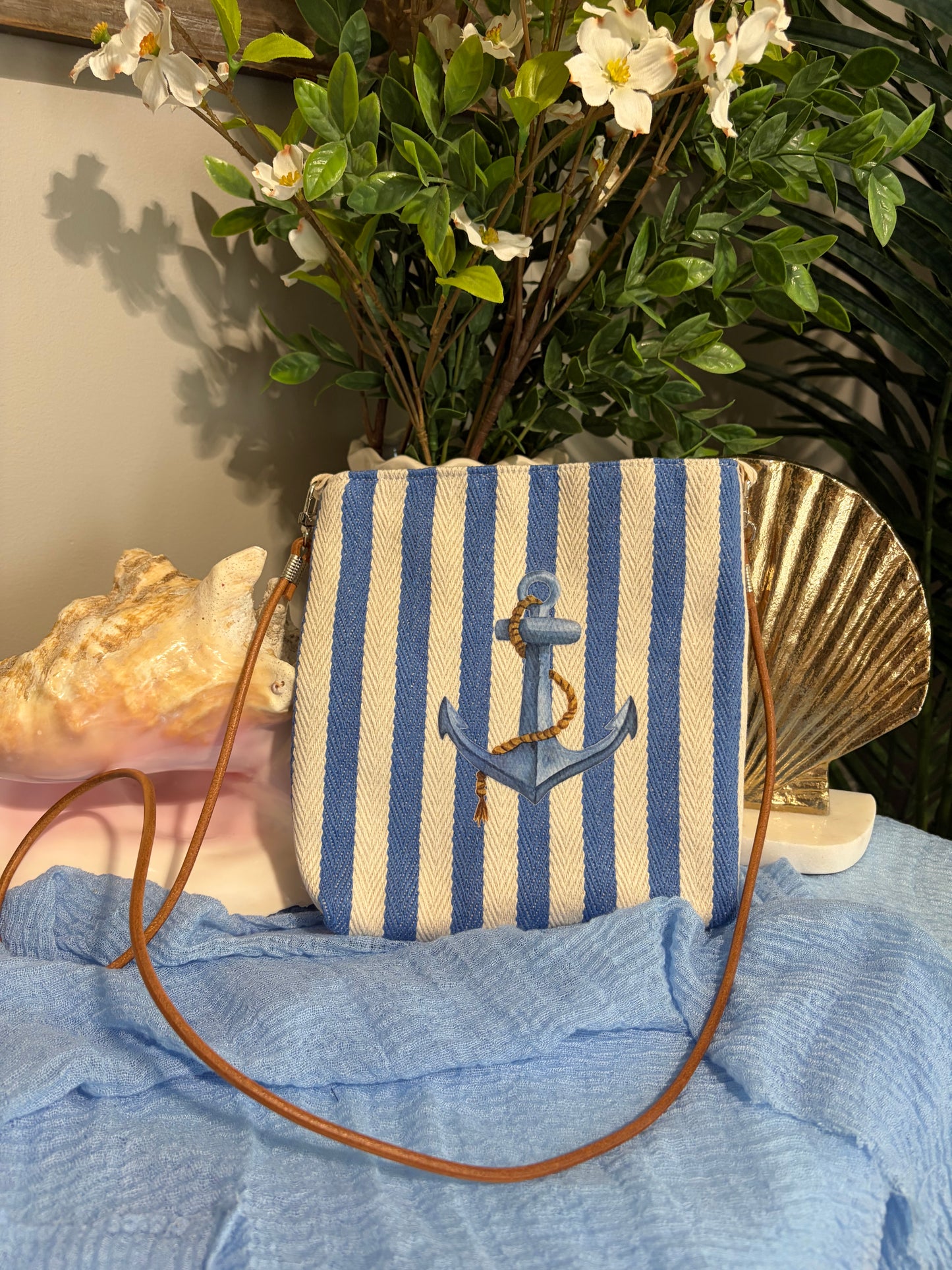 Blue Stripe Anchor Tote
