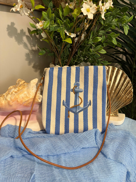 Blue Stripe Anchor Tote