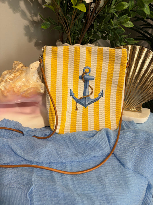 Yellow Stripe Anchor Tote
