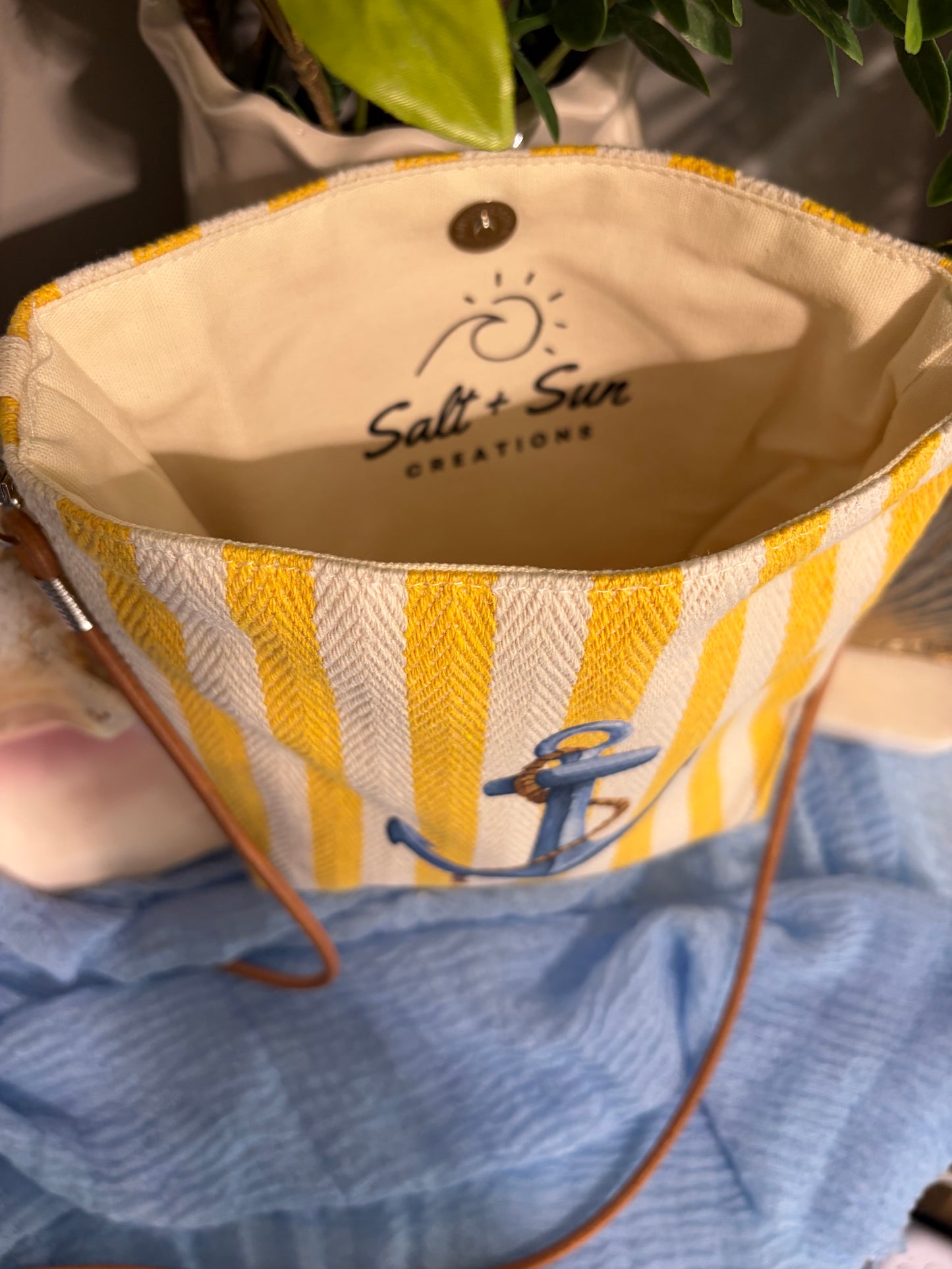 Yellow Stripe Anchor Tote